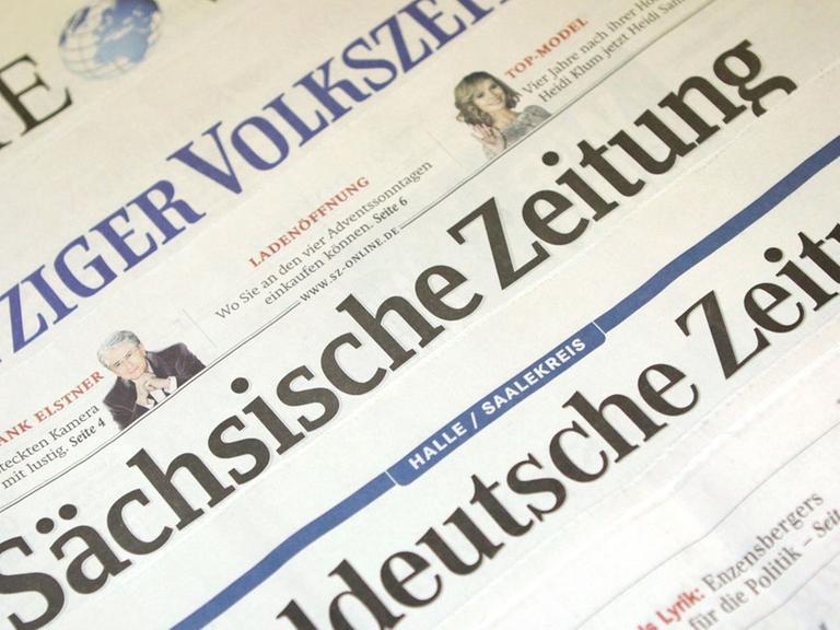 Verschiedene deutsche Tageszeitungen liegen auf einem Tisch.