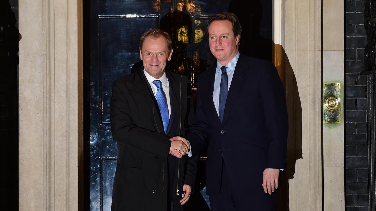 EU-Ratspräsident Donald Tusk und der britische Premierminister David Cameron vor einem Treffen in London.