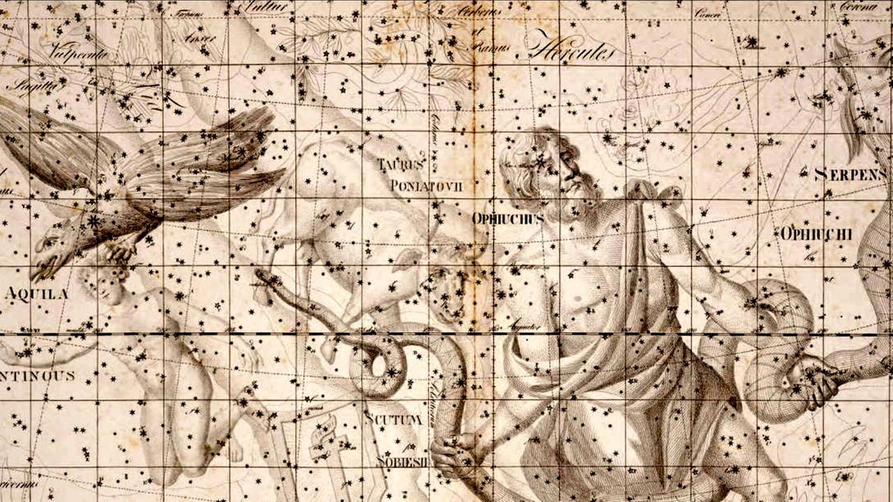 Historische Darstellung des Königlichen Stiers (Taurus Poniatovii) zwischen Adler und Schlangenträger