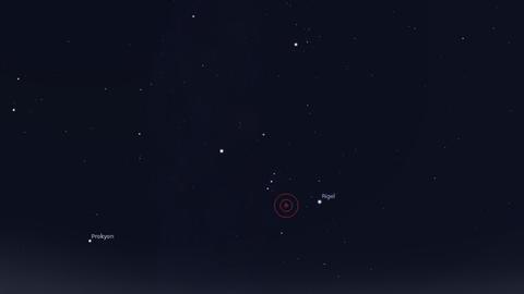 Der von Johann Cysat "entdeckte" Orionnebel M42 ist derzeit gegen 4:30 Uhr am Osthimmel zu beobachten