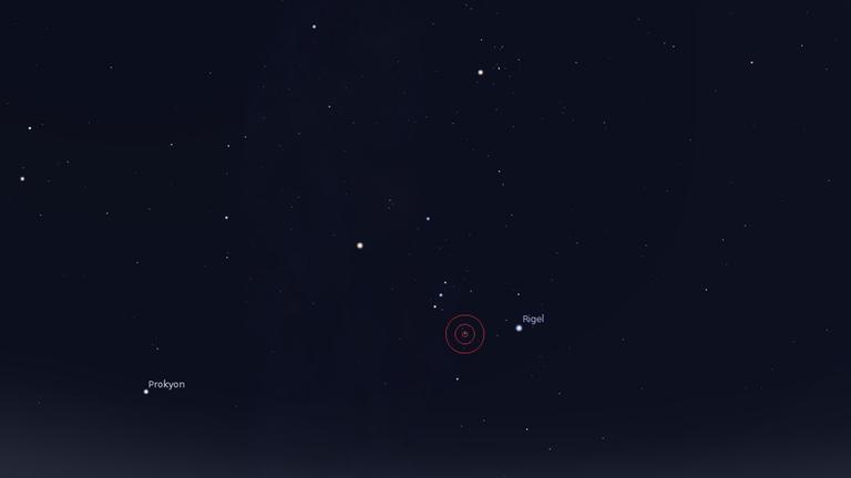 Der von Johann Cysat "entdeckte" Orionnebel M42 ist derzeit gegen 4:30 Uhr am Osthimmel zu beobachten