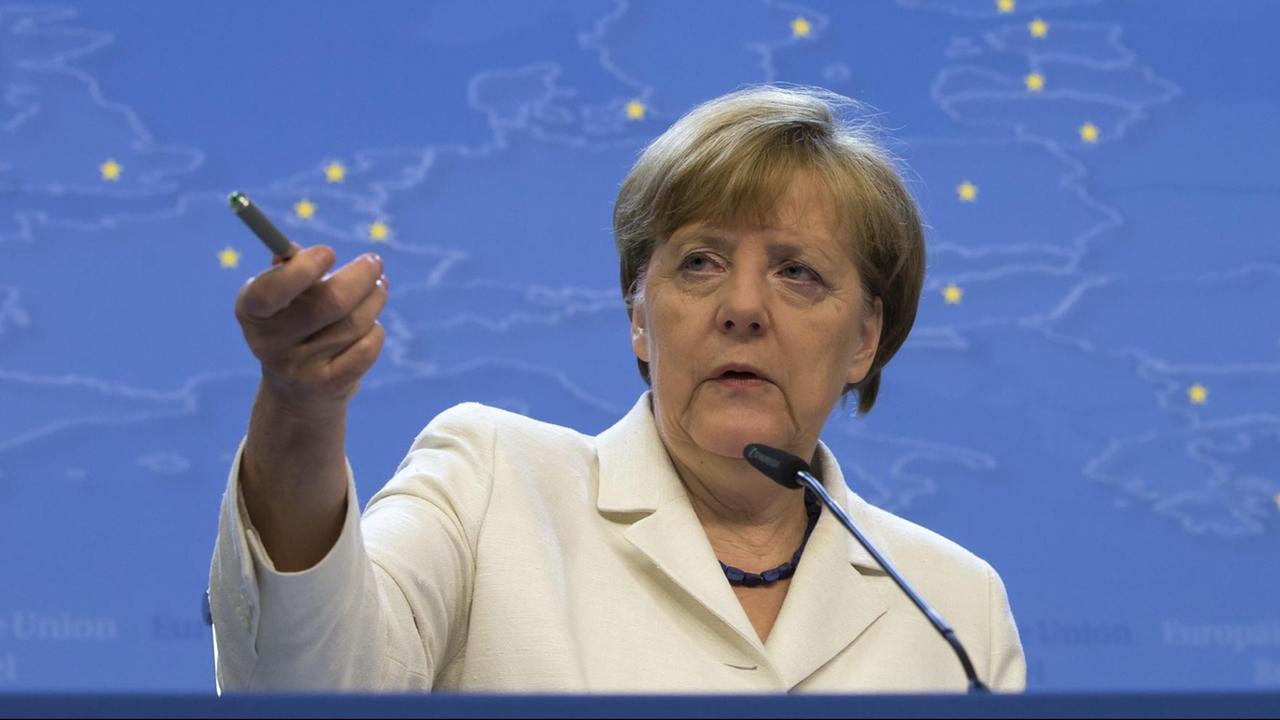 Bundeskanzlerin Angela Merkel bei einer Pressekonferenz in Brüssel