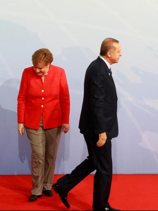 Bundeskanzlerin Angela Merkel und der türkische Staatspräsident Recep Tayyip Erdogan auf dem G20-Gipfel in Hamburg.