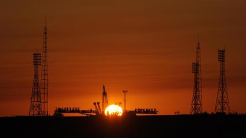 Startrampe in Baikonur bei Sonnenuntergang