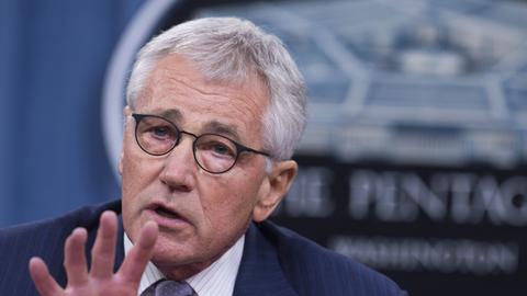 US-Außenminister Chuck Hagel bei einer Pressekonferenz