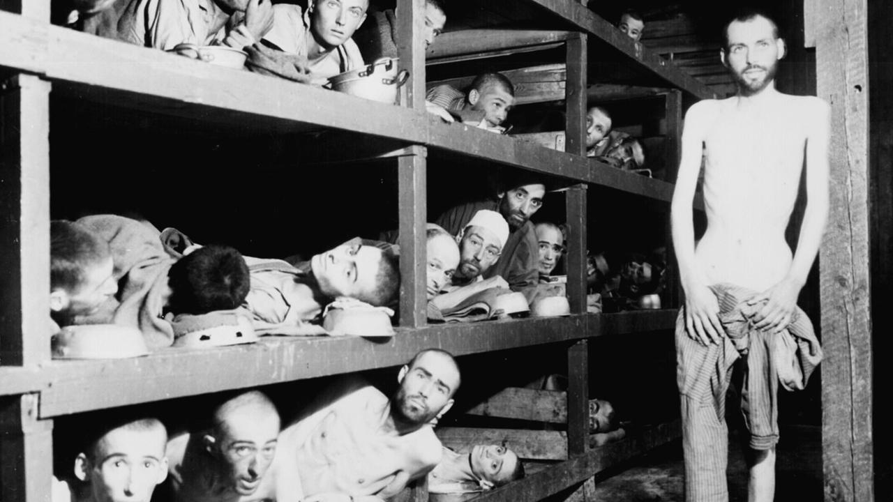 Befreite Häftlinge des Konzentrationslagers Buchenwald 