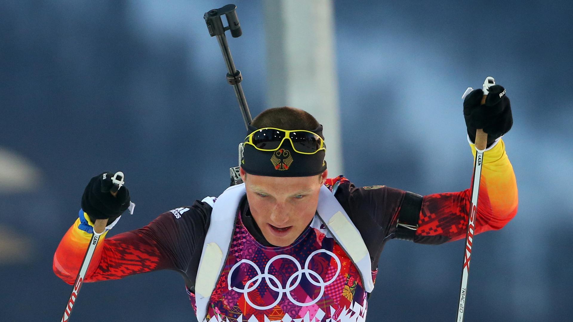 Erik Lesser beim Biathlon in Sotschi Erik Lesser beim Biathlon in Sotschi