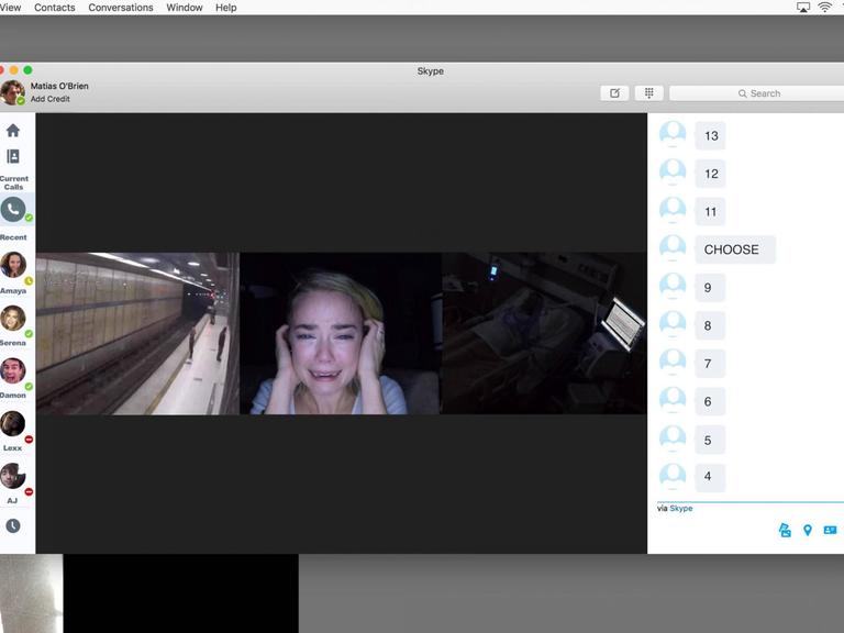 Zu sehen ist ein Filmstil aus "User Unknown 2.0: Dark Web". Auf der Oberfläche eines Computerbildschirms sind Teile einer Skype-Konversation zu sehen.