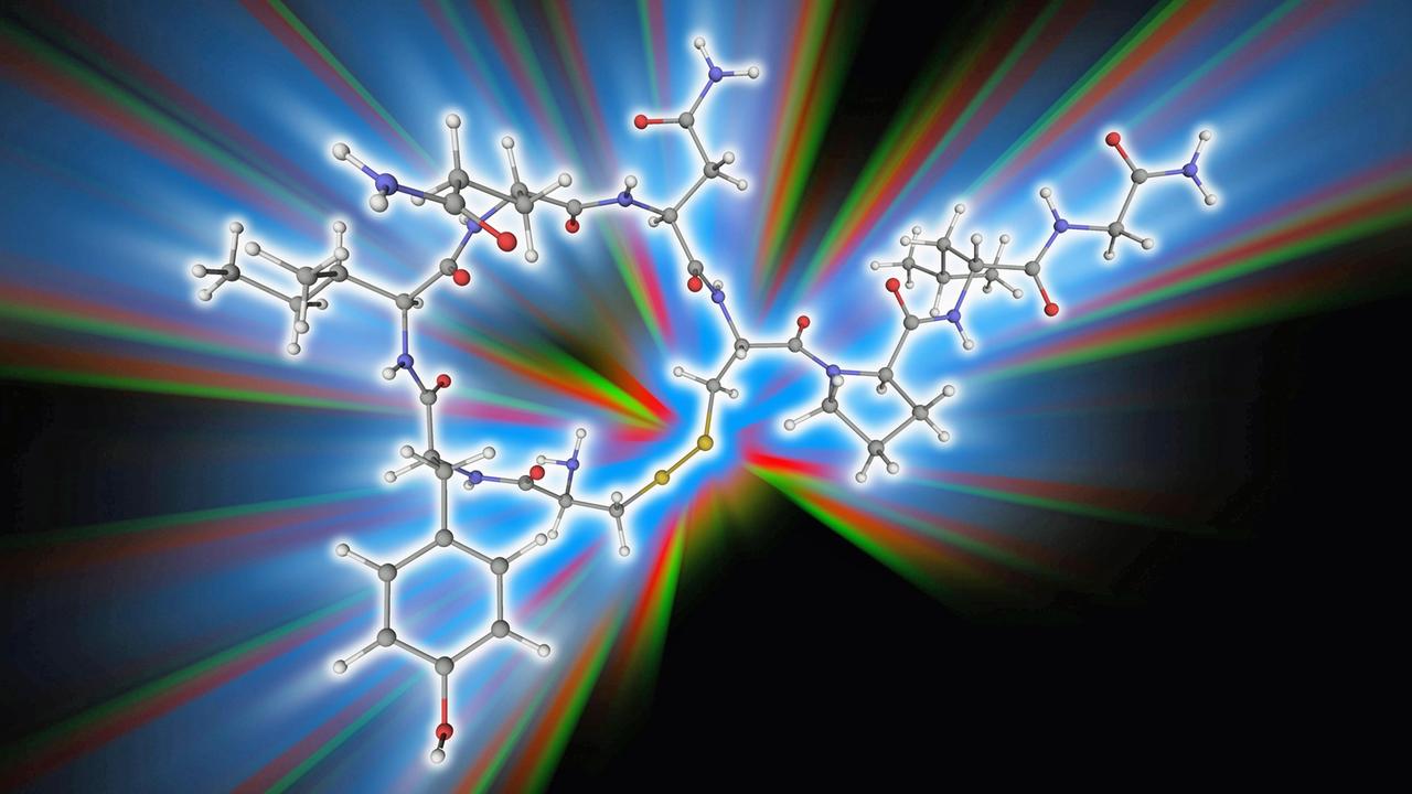 Künstlerische Darstellung eines Oxytocin-Moleküls