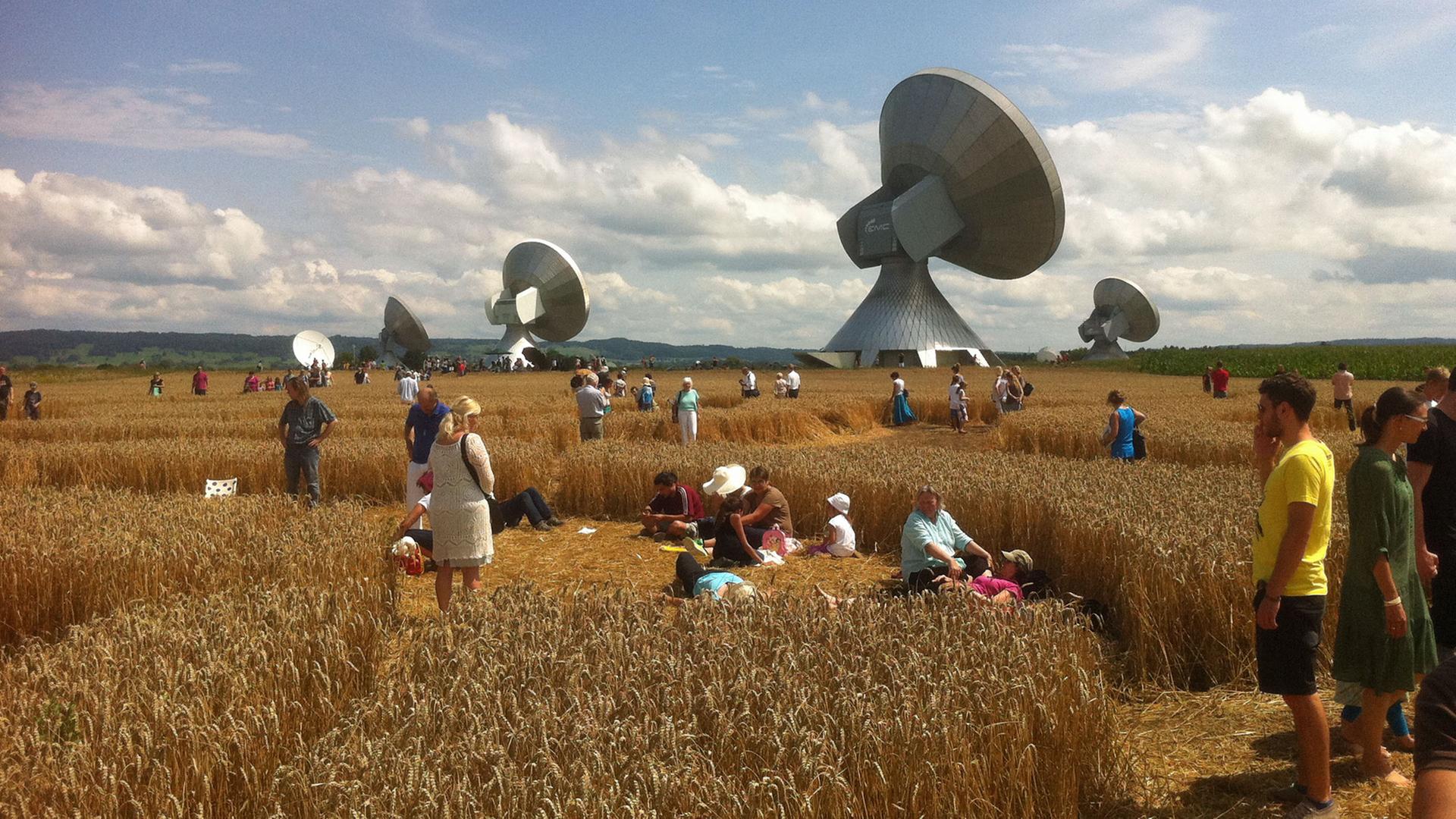 Waren hier etwa Außerirdische am Werk? Ein Kornkreis in einem Feld nahe Weilheim am Ammersee versetzt Ufo-Freunde in Aufregung.