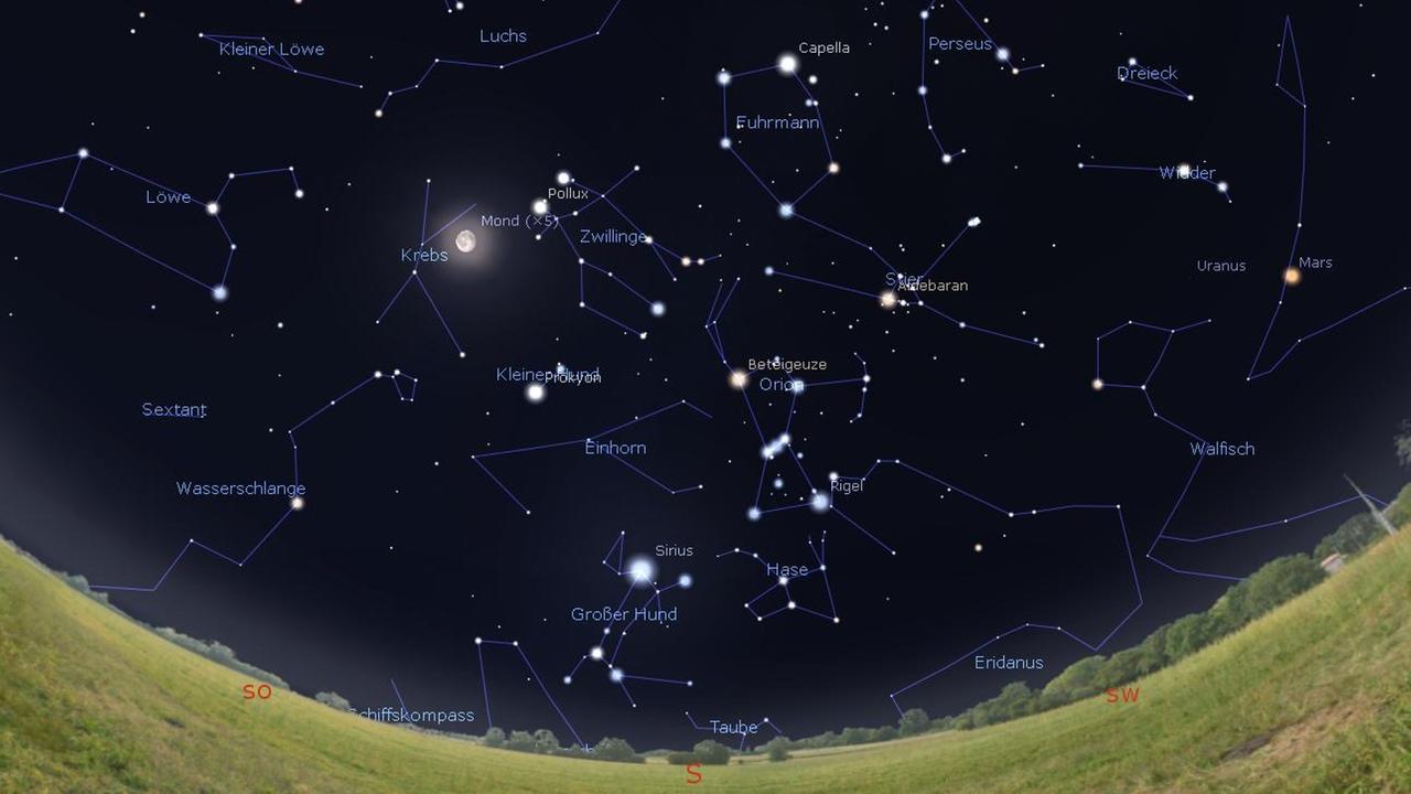 Mond, Orion, Sirius und Mars – der Himmelsanblick genau zum Jahreswechsel
