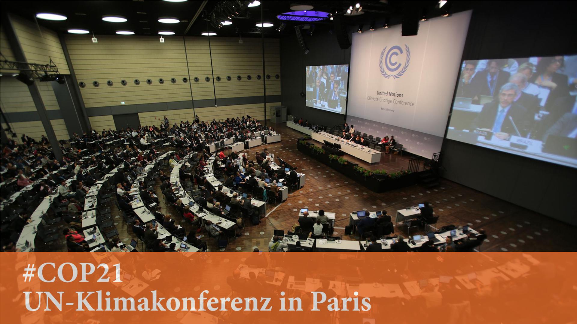 Delegierte beraten in Bonn auf einer Konferenz im World Conference Center, um die UNO-Klimakonferenz im November/Dezember in Paris vorzubereiten.