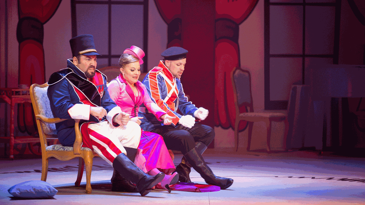Eine Szene aus Donizettis "Regimentstochter" am Slowenischen Nationaltheater Maribor am 13.03.2021