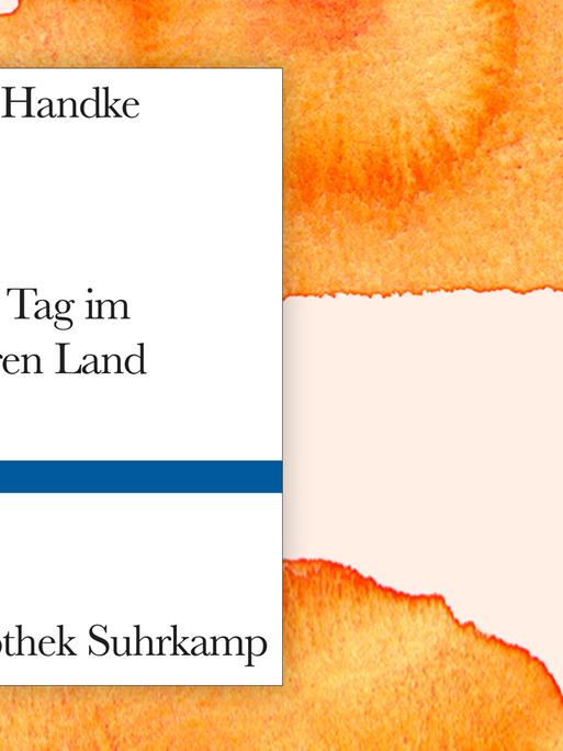 Das Buchcover "Mein Tag im anderen Land" von Peter Handke ist vor einem grafischen Hintergrund zu sehen.