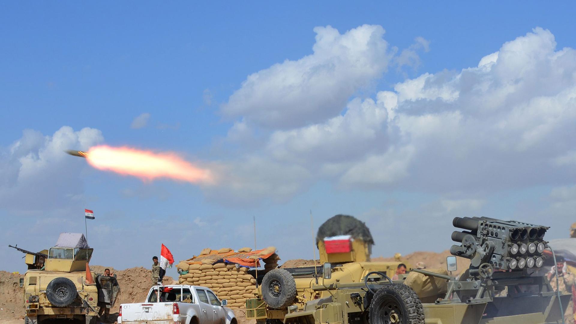 Das irakische Militär bei der Großoffensive gegen die Terrormiliz Islamischer Staat.