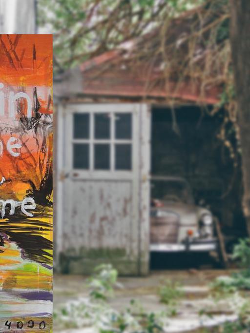 Cover von Tom Franklins Krimi "Krumme Type, krumme Type", im Hintergrund ist eine verfallene Garage mit einem alten Auto zu sehen.