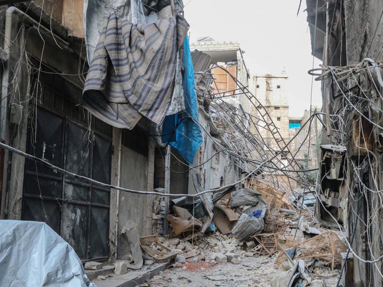 Ein Stadtteil von Aleppo nach Luftangriffen.