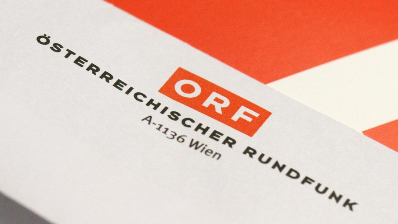 Logo und Schriftzug als Absender auf einem Briefumschlag der österreichischen Rundfunkanstalt ORF