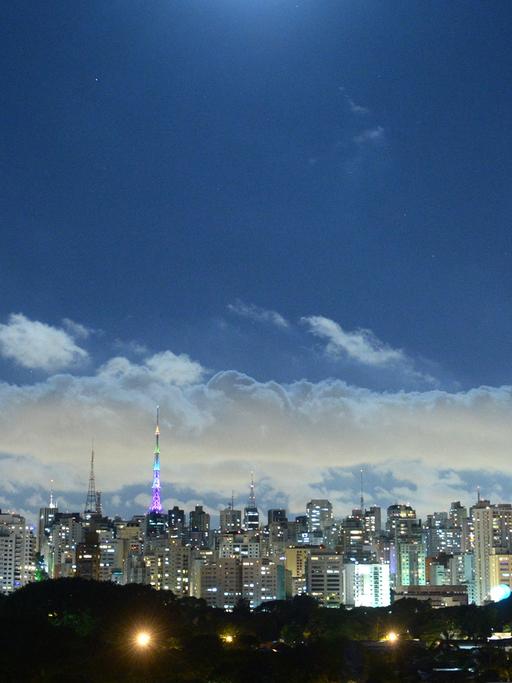 Die Skyline der brasilianischen Stadt Sao Paulo bei Nacht