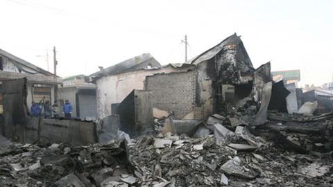 Zerstörte Häuser in Yeonpyeong, Südkorea, nach einem Angriff durch die nordkoreanische Armee.