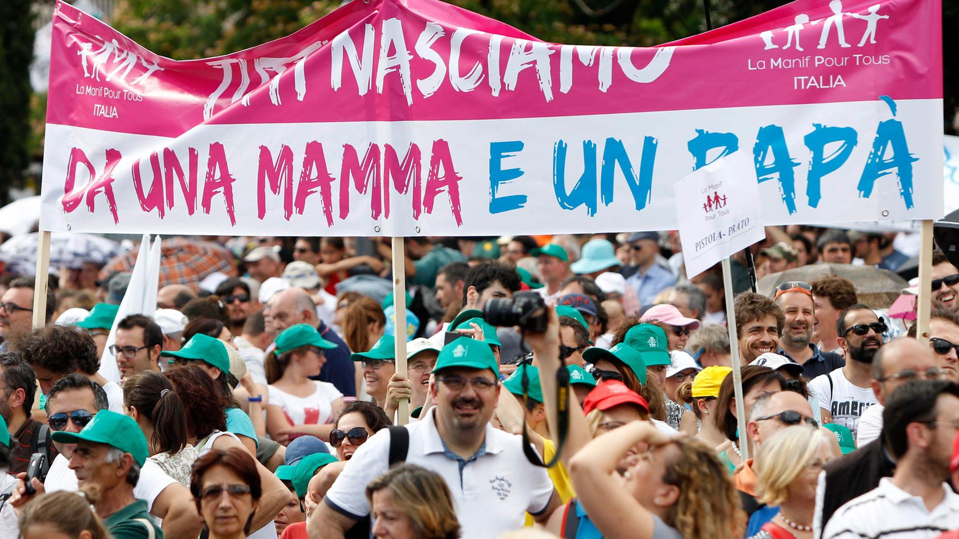 Demonstration in Rom gegen die "Gender Ideologie", homosexuelle Partnerschaften und zur Verteidigung der traditionellen Ehe, Juni 2015