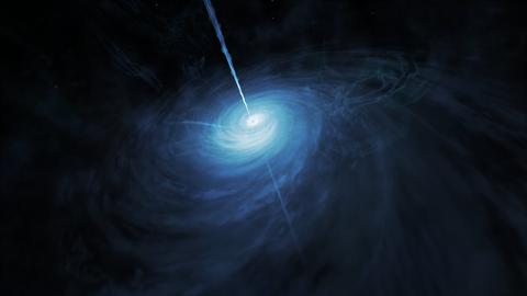 Künstlerische Darstellung eines fernen Quasars