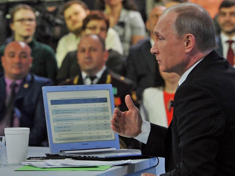 Russlands Präsident Wladimir Putin während der Fragerunde