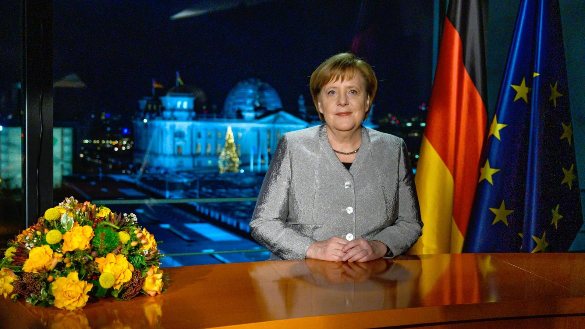 Bundeskanzlerin Merkel bei ihrer Neujahrsansprache
