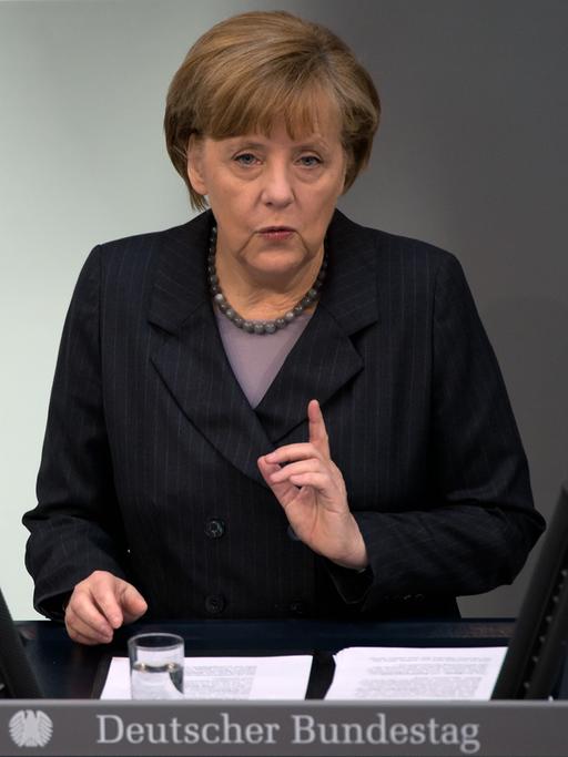 Angela Merkel während ihrer Regierungserklärung im Bundestag.
