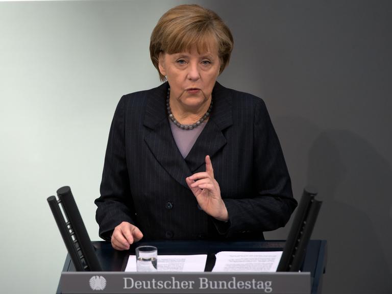Angela Merkel während ihrer Regierungserklärung im Bundestag.