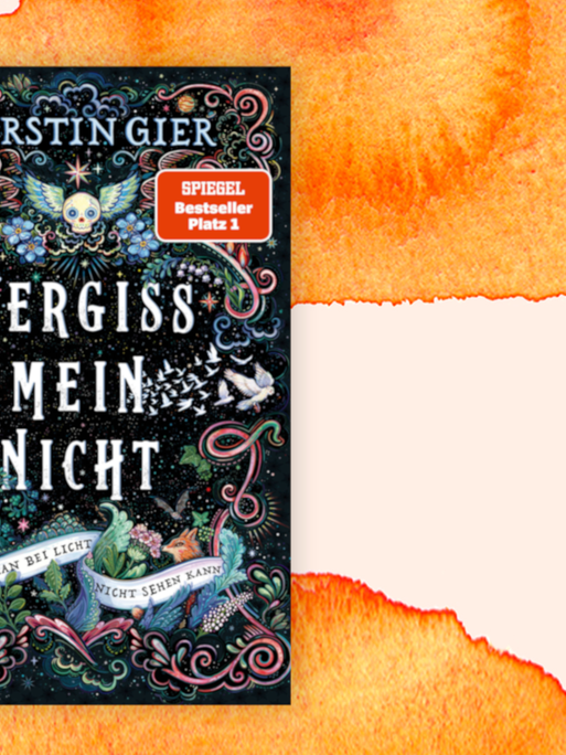 Den schwarzen Buchumschlag von Kerstin Giers Roman "Vergissmeinnicht" zieren ein geflügelter Totenkopf, rankende Ornamente sowie der Schriftzug "Was man bei Licht nicht sehen kann".