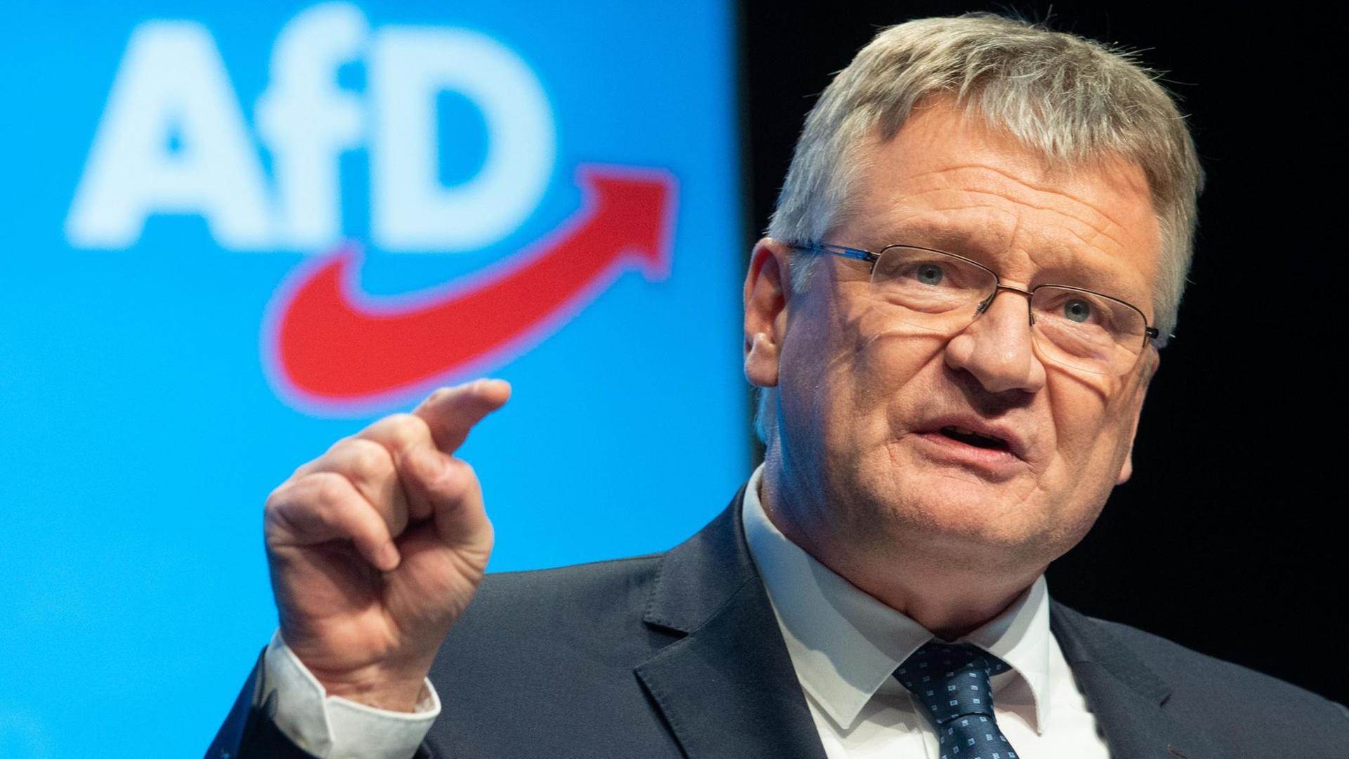  Jörg Meuthen, Bundessprecher der AfD, spricht 2019 beim Parteitag in Braunschweig. 
