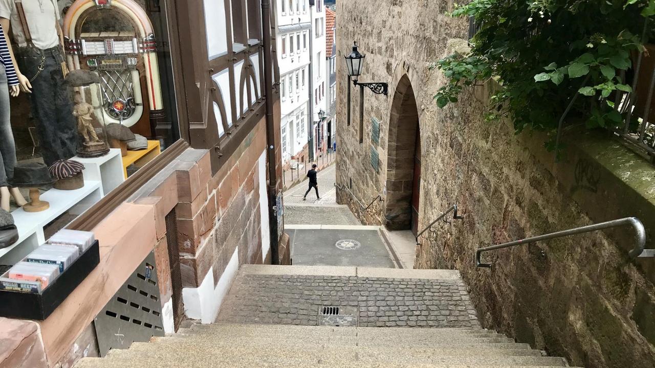 Treppe in der Marburger Oberstadt.