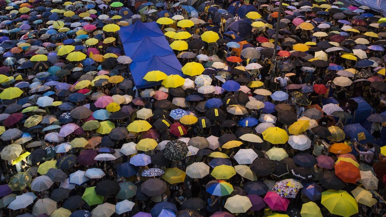 Protestanten der Regenschirm-Bewegung im Jahr 2014 in Hongkong.
