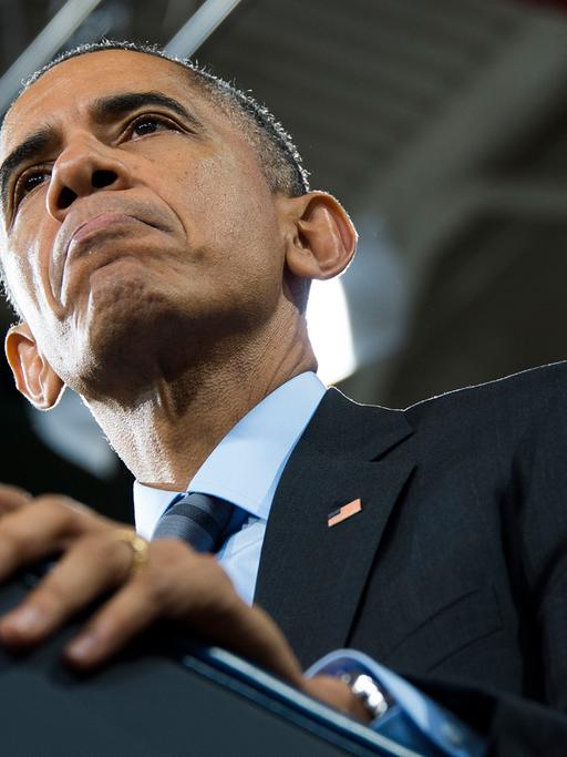 US-Präsident Barack Obama während einer Rede zu seiner Direktive zur Einwanderungspolitik in der Del Sol Highschool in Las Vegas, Nevada, am 21. November 2014.