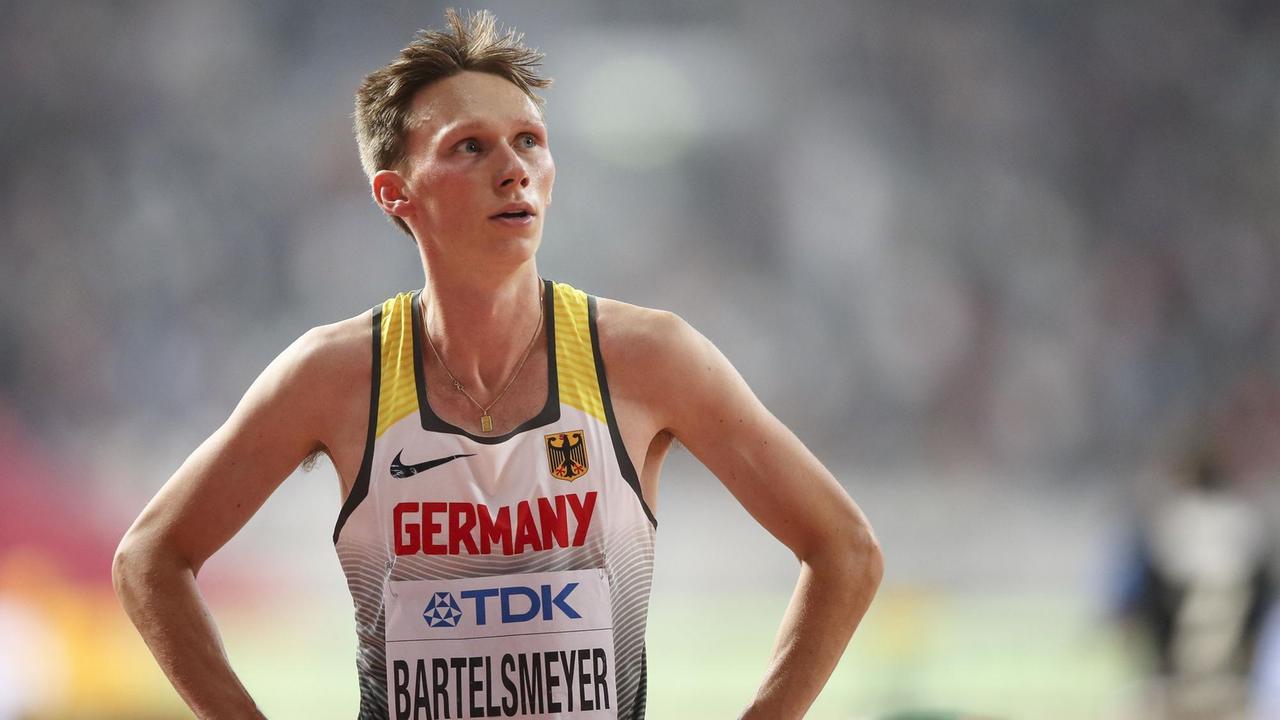 Der deutsch-amerikanische Läufer Amos Bartelsmeyer bei der Leichtathletik-WM 2019 in Doha, Katar.