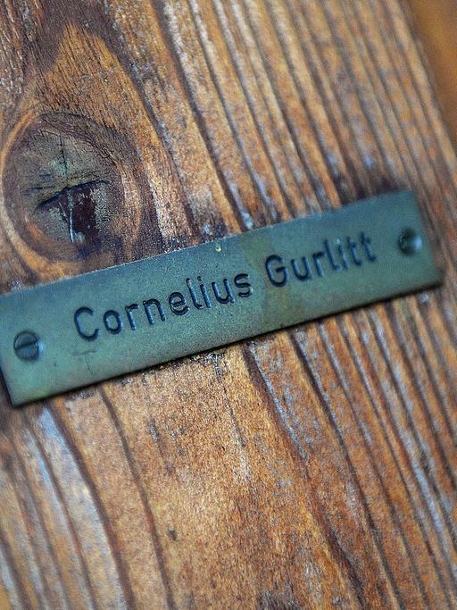 Namensschild des deutschen Kunstsammlers Cornelius Gurlitt an seinem Haus in Salzburg/Österreich.
