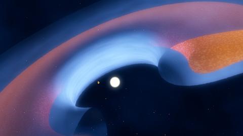 Künstlerische Darstellung einer planetenbedingten Lücke in einer stellaren Gas- und Staubscheibe