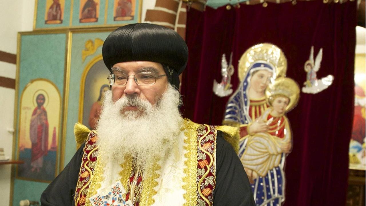 Der Generalbischof der koptisch-orthodoxen Kirche für Deutschland, Anba Damian, Im August 2013 bei einem ökumenischen Gedenk- und Bittgottesdienst für die koptischen Christen in Ägypten.