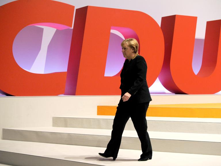 Bundeskanzlerin Merkel nach der Wiederwahl beim CDU-Bundesparteitag in Hannover