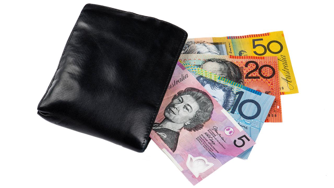 Australische Dollarscheine mit Geldbörse