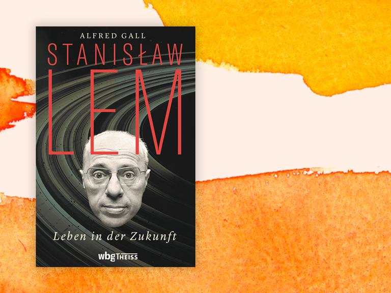 Buchcover auf grafischem Hintergrund.