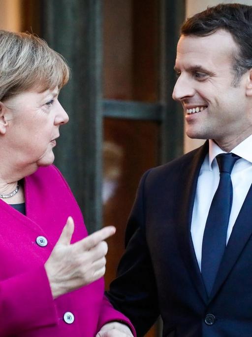 Der französische Präsident Macron und Bundeskanzlerin Merkel in Paris 19.1.18
