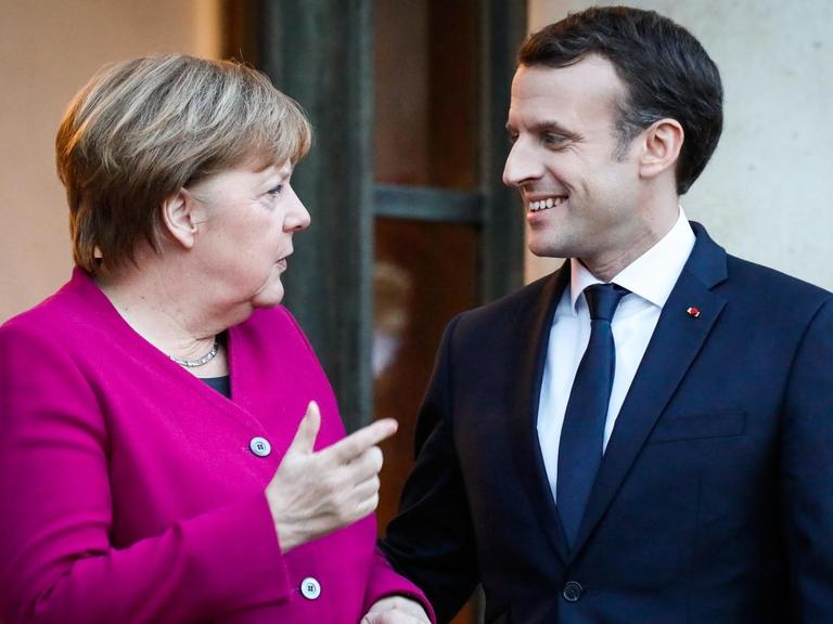 Der französische Präsident Macron und Bundeskanzlerin Merkel in Paris 19.1.18