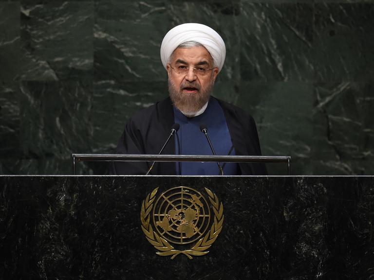 Irans Präsident Hassan Rohani spricht zur UNO-Vollversammlung.
