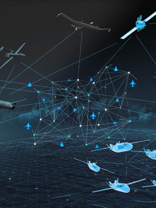 Graphische Darstellung des Future Combat Air Systems (FCAS)