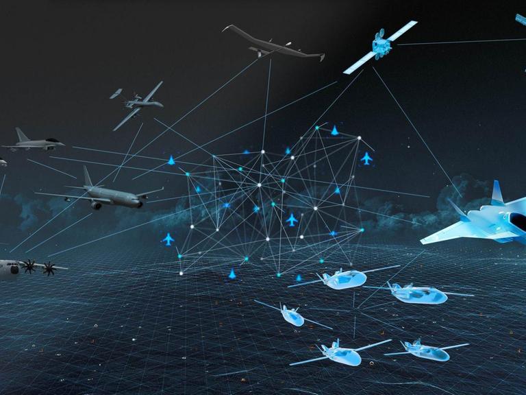 Graphische Darstellung des Future Combat Air Systems (FCAS)