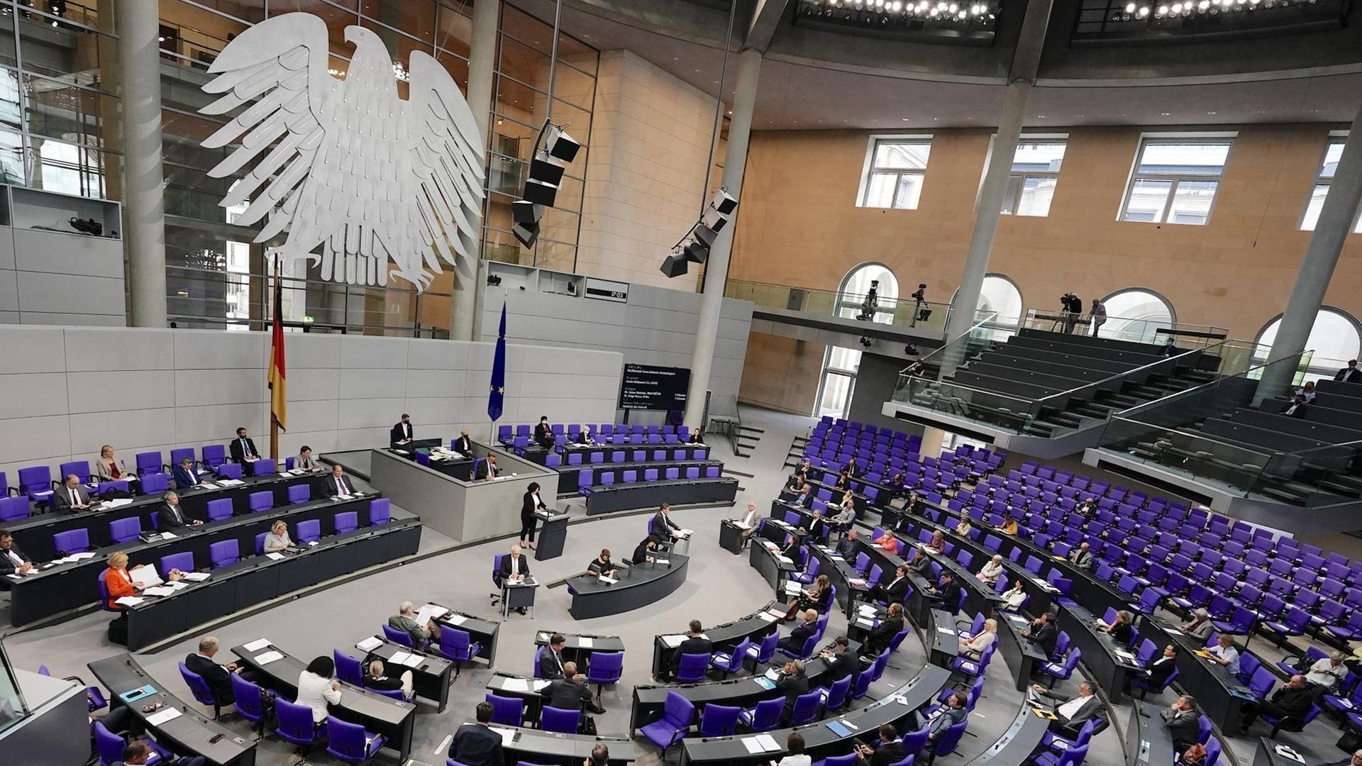 Der Plenarsaal, aufgenommen am 16.09.2020 bei der Generaldebatte zu Nachhaltigkeit im Bundestag