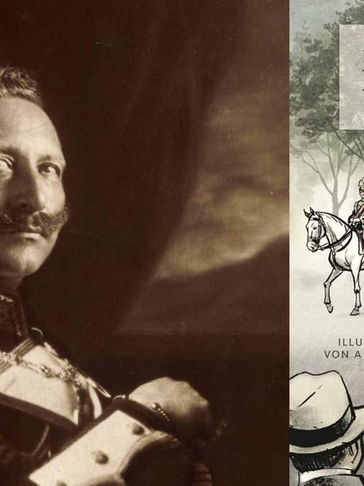 Das Buchcover von Heinrich Mann: "Der Untertan" und ein Portrait des Kaisers Wilhelm II.