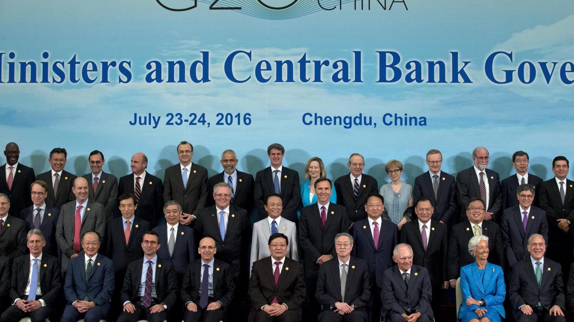 Die G20-Finanzminister und Zentralbankchefs bei ihrem Treffen in China.